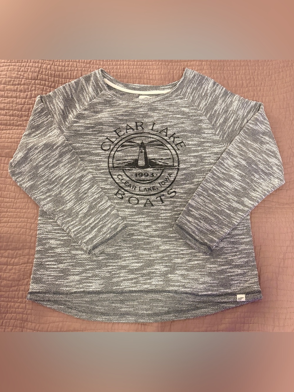 Blue 84 Gray Marled Crewneck with Chest Logo